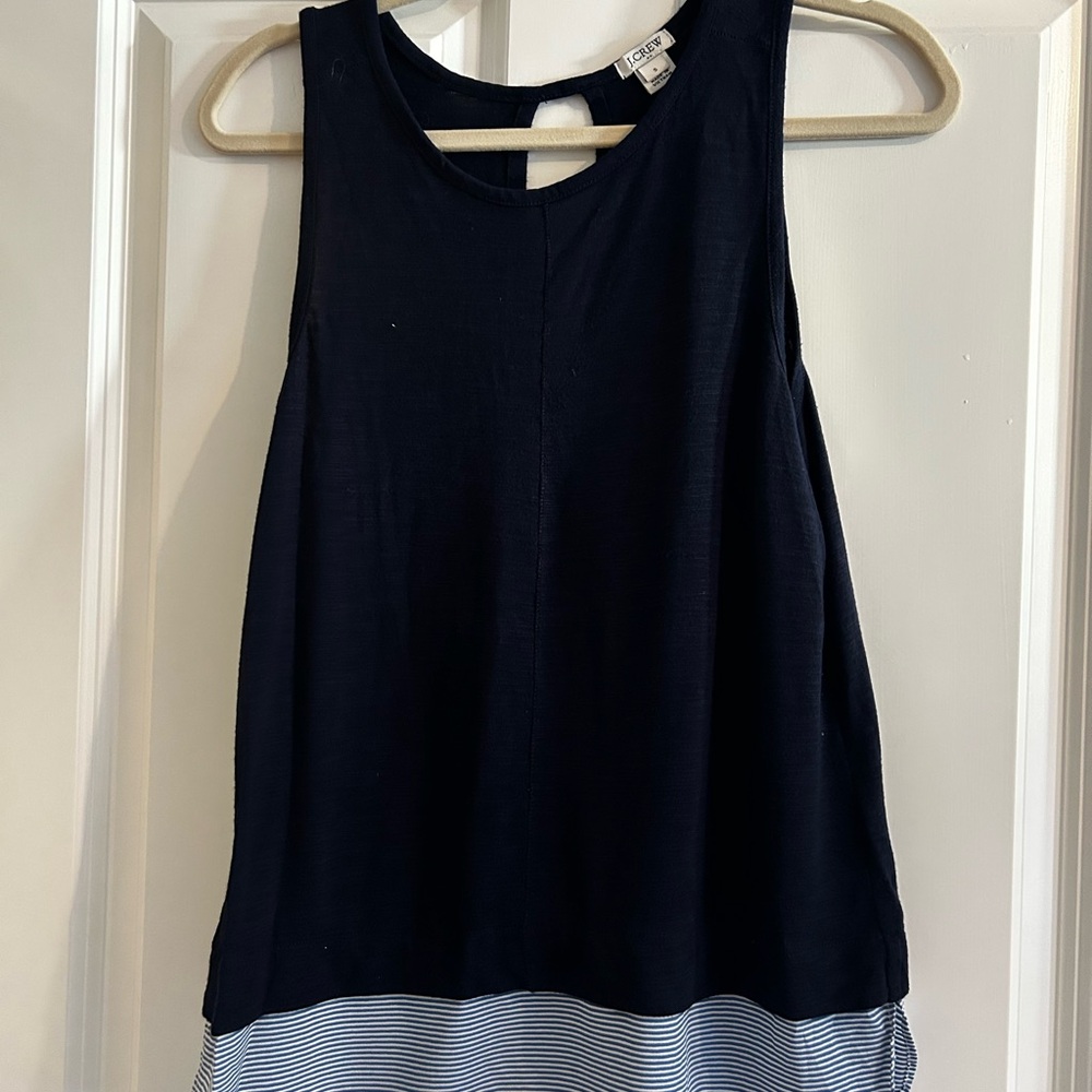 J. Crew Navy Tank Top with Striped Detail
